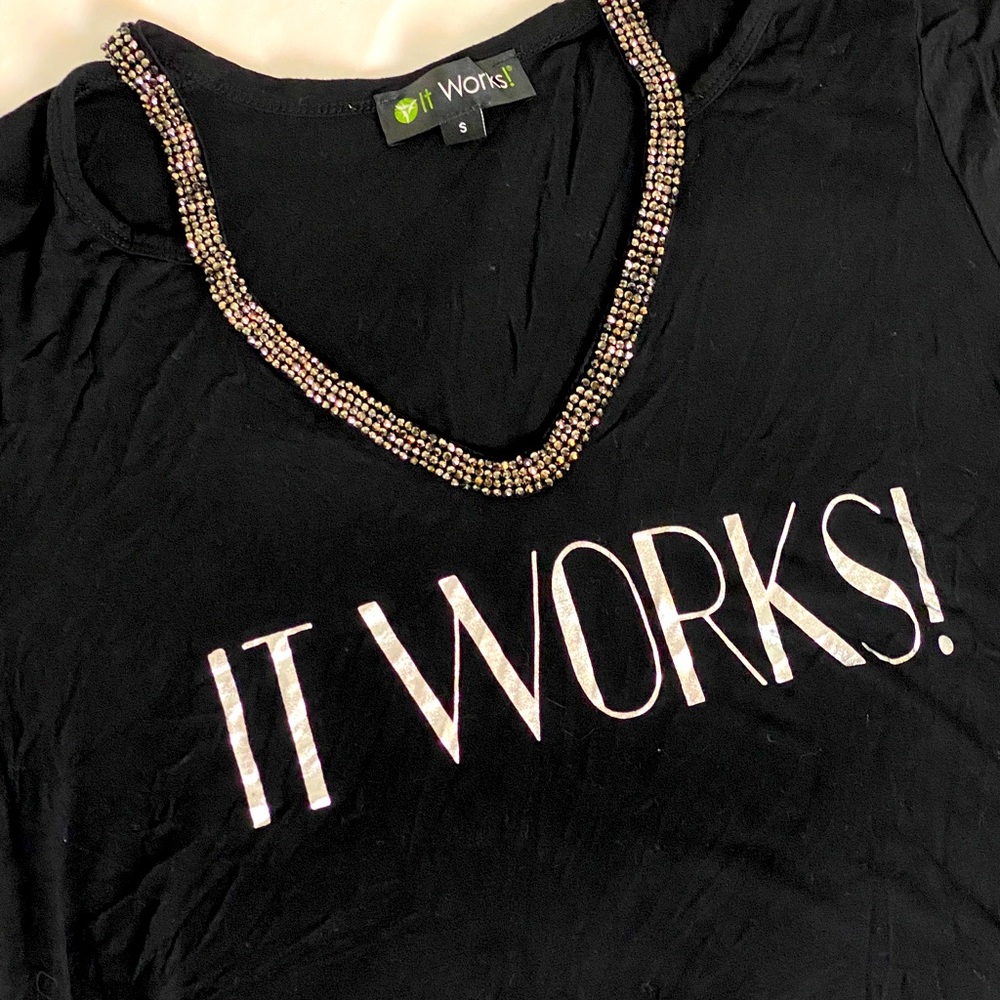 3/$27 ITWORKS! Jeweled-collar Shirt